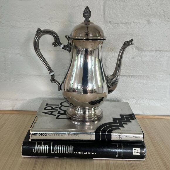 Vintage Leonard Silverplate Tea Pot with Ornate Floral Design - Picture 1 of 7